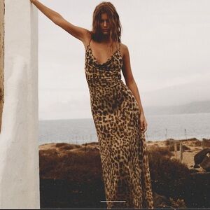 Zara Tulle Maxi Dress Animal Print